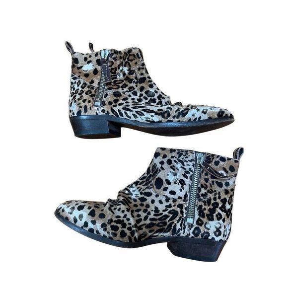 Golden Goose Viand Leopard Pony Hair Double Zip Ankle Bootie Eu 40 US 10 - Picture 8 of 15